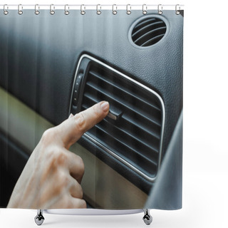 Personality  Cropped View Of Woman Adjusting Air Conditioner In Car  Shower Curtains