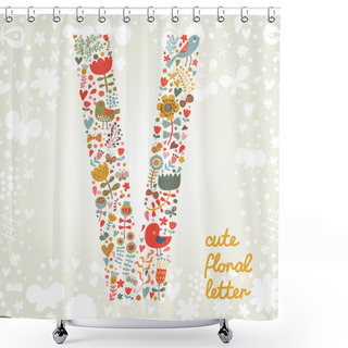 Personality  The Letter V. Shower Curtains
