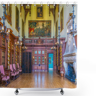 Personality  STAMFORD, UNITED KINGDOM, APRIL 9, 2017: Interior Of The Burghley House Near Stamford, Englan Shower Curtains