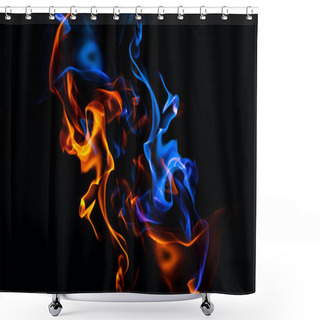 Personality  Red And Blue Fire On Balck Background Shower Curtains