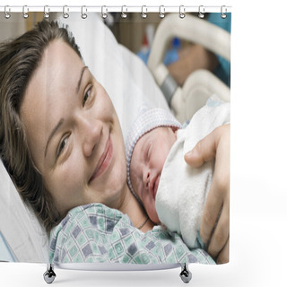 Personality  Happy Mother With Newborn Baby Shower Curtains