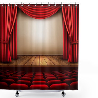 Personality  Cinema Or Theater Scene With A Curtain. Vector.  Shower Curtains