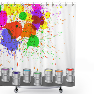 Personality  Exotic Color Splashes With Color Paint Bucket Shower Curtains