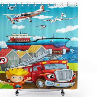 Personality  Cartoon Transport On The Street Shower Curtains