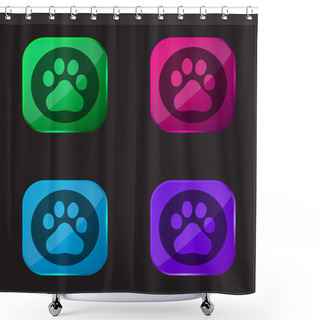 Personality  Baidu Logo Four Color Glass Button Icon Shower Curtains