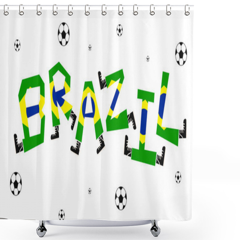 Personality  Football Flag Of Brazil With Funny Alphabet, Vector Illustration Shower Curtains