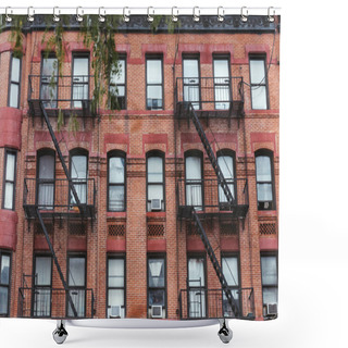 Personality  Full Frame Of Building With Staircases In New York City, Usa Shower Curtains
