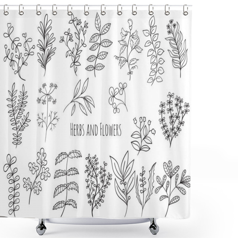 Personality  Set Of Flowers And Herbs Shower Curtains
