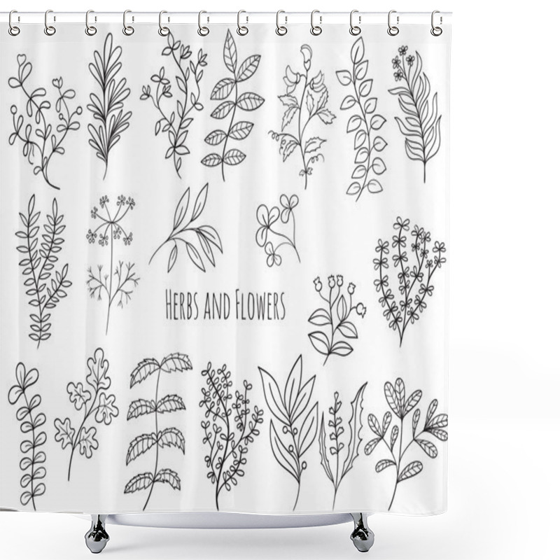 Personality  Set of flowers and herbs shower curtains