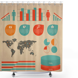Personality  Vector Set Of Infographic Elements Shower Curtains
