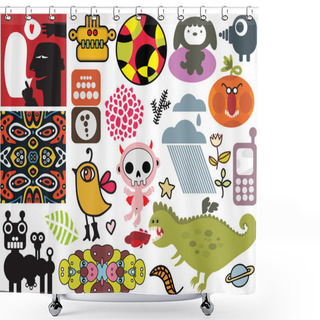Personality  Mix Of Different Vector Images. Vol.44 Shower Curtains