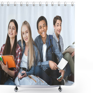Personality  Multiethnic Group Of Smiling Students Shower Curtains
