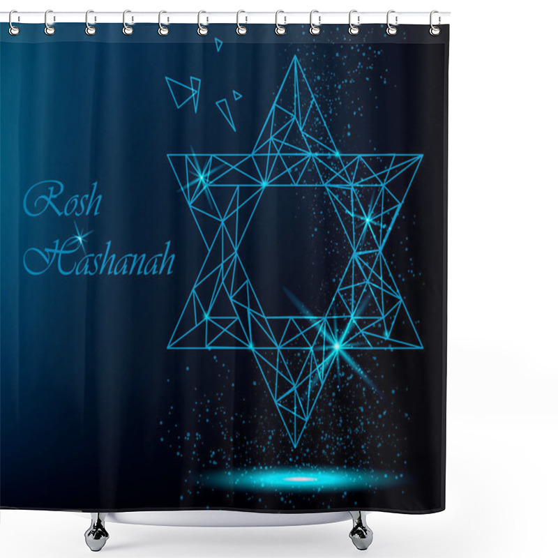 Personality  Rosh Hashanah Greeting Card With Yellow Polygonal Star Of David  Shower Curtains