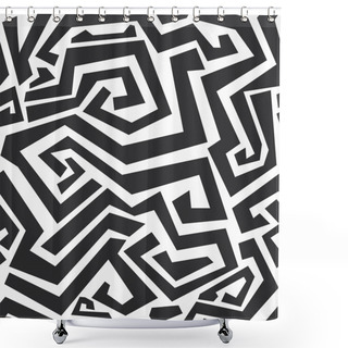 Personality  Monochrome Curved Lines Seamless Texture Shower Curtains