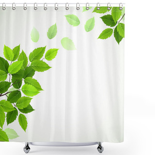 Personality  Branch With Fresh Green Leaves Shower Curtains
