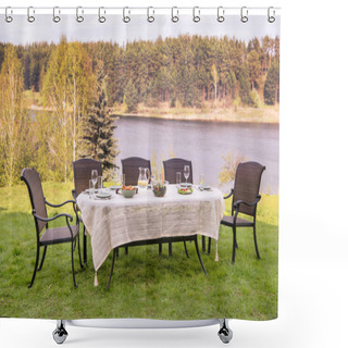 Personality  Empty Table With Dinner Shower Curtains
