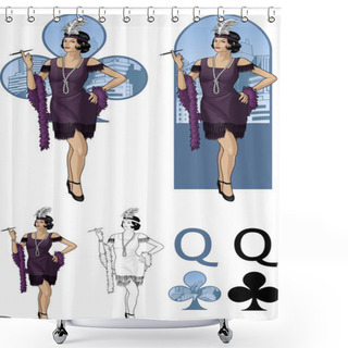 Personality  Queen Of Clubs Asian Starlet  Mafia Card Set Shower Curtains