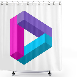 Personality  Impossible Triangle Shape. Colorful Geometric Triangular Object. Stylized Play Button. Letter D Logo Template. Optical Illusion Made Of Rectangles. 3D Visual Trick. Arrow. Vector Illustration,clip Art Shower Curtains