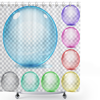 Personality  Set Of Multicolored Transparent Glass Spheres Shower Curtains