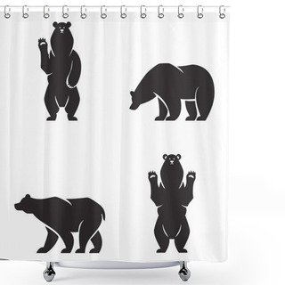 Personality  Silhouettes Of The Bears Vector Set Shower Curtains