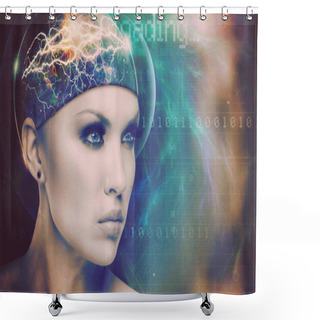 Personality  Abstract Science And Technology Background Shower Curtains
