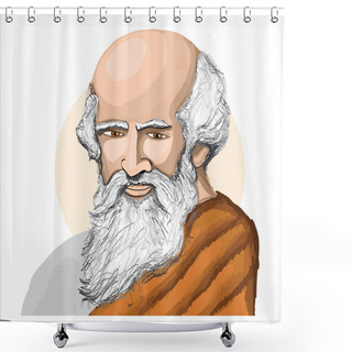 Personality  Archimedes Vector Illustration Hand Drawn Shower Curtains