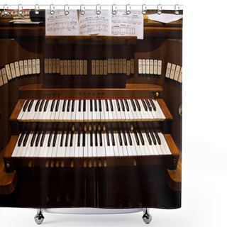 Personality  Detail Of An Organ In A Church Shower Curtains