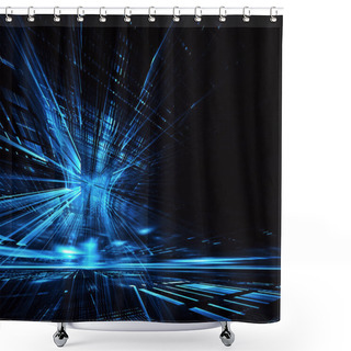 Personality  Abstract 3D Fractal Background, 3D Illustration. Virtual Neon City Shower Curtains