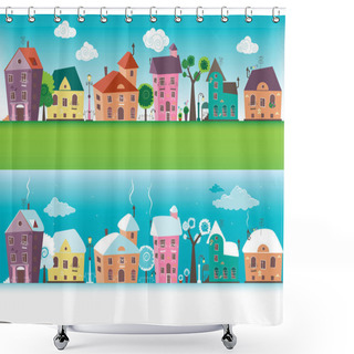 Personality  Small Towns Houses Shower Curtains
