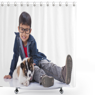Personality  Boy And Thai Bangkaew Puppy Shower Curtains