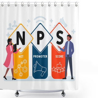 Personality  Flat Design With People. NPS - Net Promoter Score Acronym. Business Concept Background. Vector Illustration For Website Banner, Marketing Materials, Business Presentation, Online Advertising Shower Curtains
