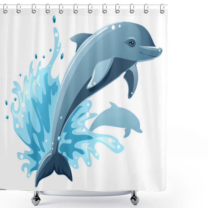 Personality  Dolphin In Water Splash Shower Curtains