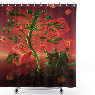 Personality  Surreal Picture With Dice And Plants Shower Curtains