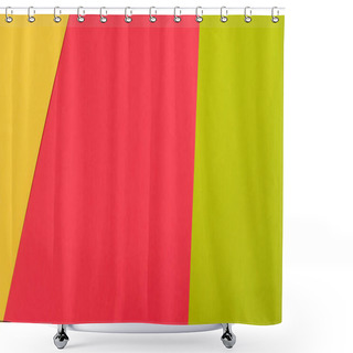 Personality  Top View Of Colorful Abstract Yellow, Red, Green Paper Background, Panoramic Shot Shower Curtains