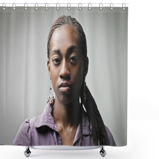Personality  Portrait Of A Serious African Young Woman Shower Curtains