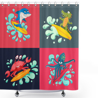Personality  Surfer Cool Animals Shower Curtains