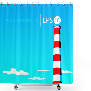 Personality  Lighthouse. Detailed Vector. Vector Illustration. Shower Curtains