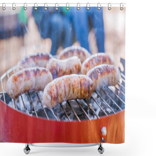 Personality  Grilling Sausages On Barbecue Grill  Shower Curtains