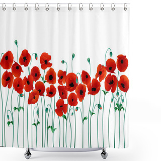 Personality  Red Poppies Shower Curtains