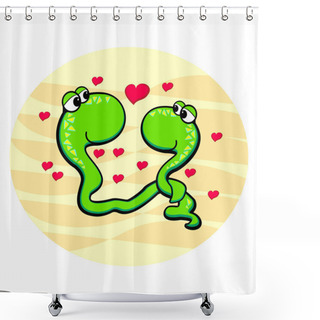 Personality  Snakes In Love. Vector Illustration. Shower Curtains