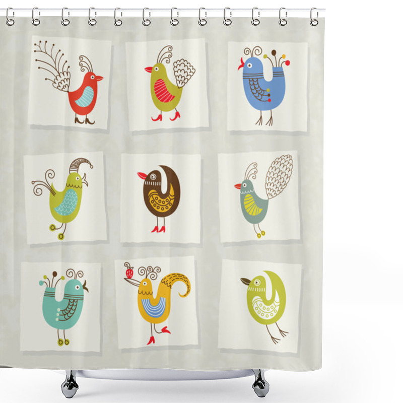 Personality  Set Of Cartoon Birds Shower Curtains