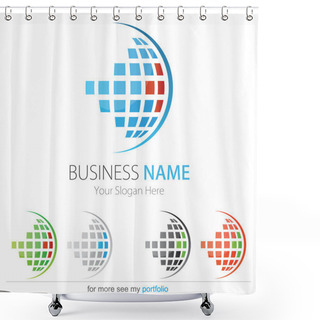 Personality  Company (Business) Logo Design, Vector, Circle, Cubes, Globe Shower Curtains