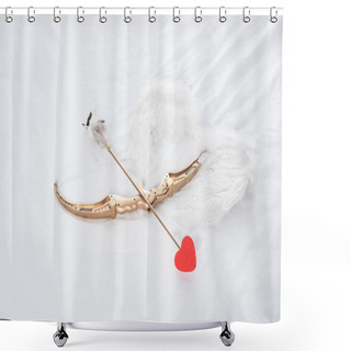 Personality  Top View Of Wings, Bow And Arrow On White Bed Shower Curtains