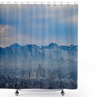 Personality  Panoramic View Of Reno, Nevada Skyline On Overcast Winter Morning. Shower Curtains