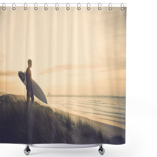 Personality  Surfer At The Dunes Looking To The Waves Shower Curtains