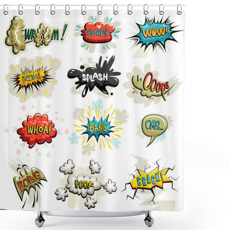 Personality  Vector set of comics icons shower curtains