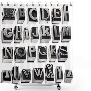 Personality  Alphabet In Vintage Metal Type Shower Curtains