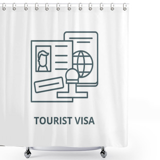 Personality  Tourist Visa Vector Line Icon, Linear Concept, Outline Sign, Symbol Shower Curtains