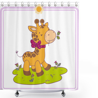 Personality  Cartoon Little Giraffe Shower Curtains