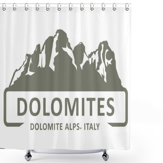 Personality  Stamp Or Emblem Of Dolomites Alps, Dolomiti Mountains Sihouette, Italy, Vector  Shower Curtains
